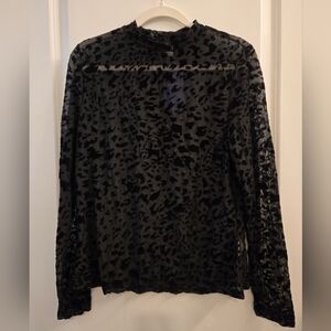 Floerns XL Leopard Print Mesh Long Sleeve Top NWT